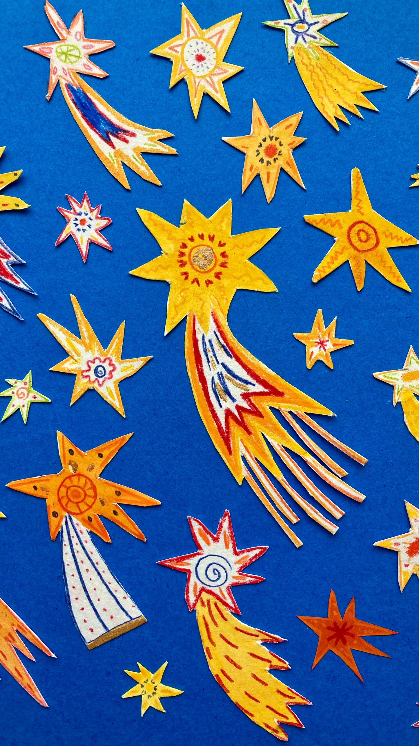 shooting stars on blue background